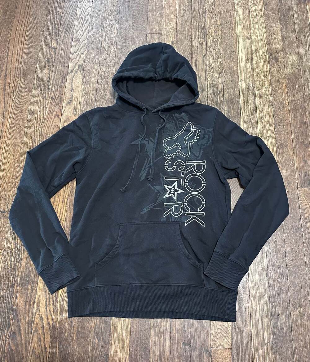 Y2K Motocross Fox Racing x Rockstar Energy Drink Skater Grunge Pullover Hoodie M